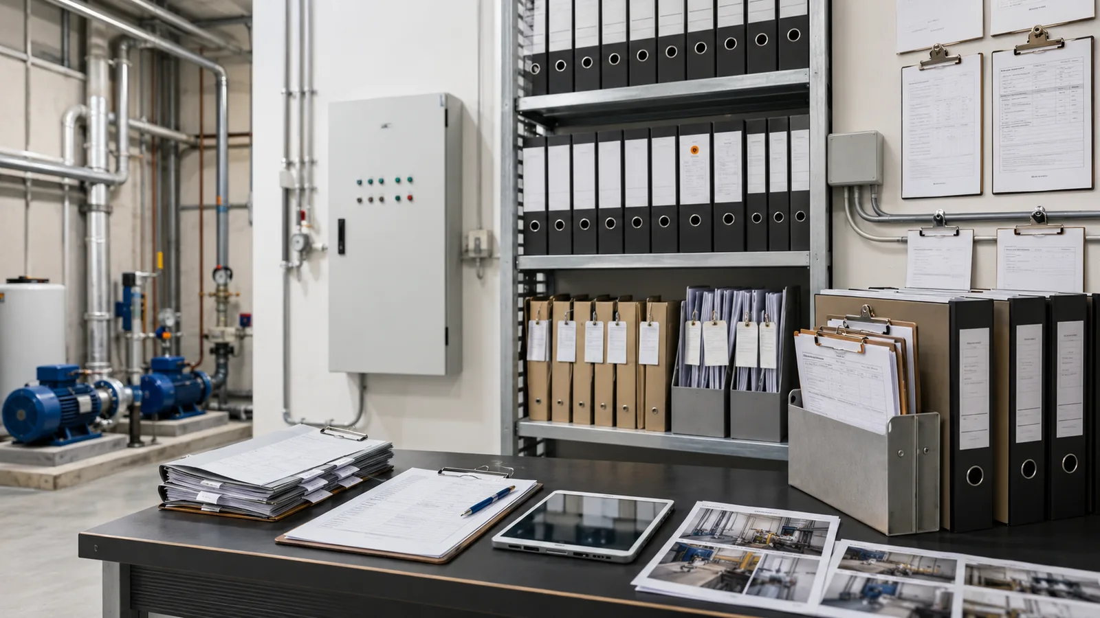 Maintenance documentation records in a clean technical room
