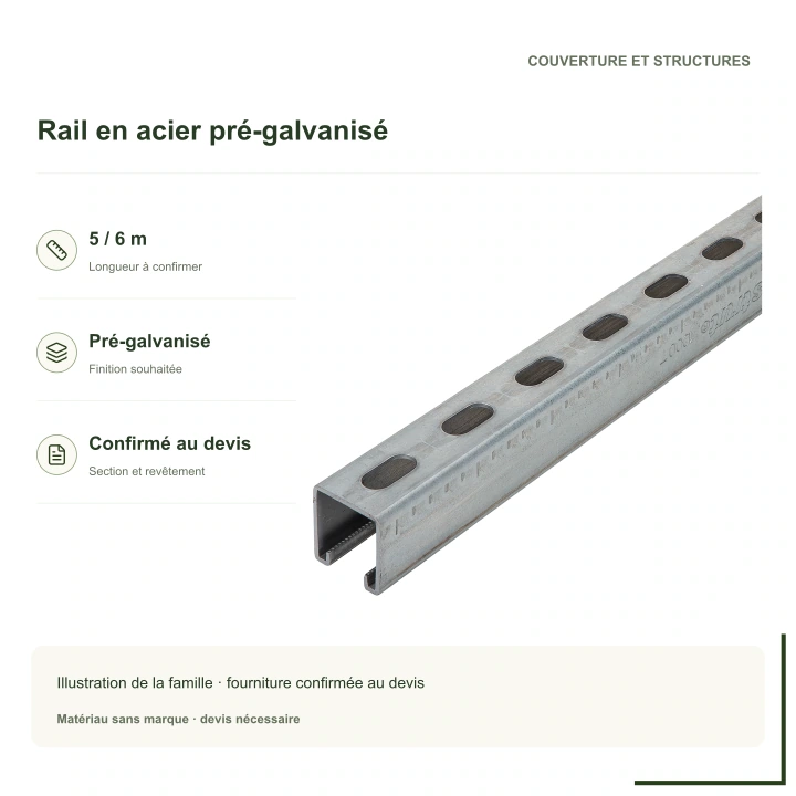 Rail en acier pré-galvanisé