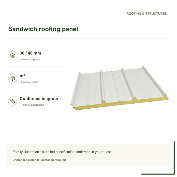 Sandwich roofing panel · 30 mm