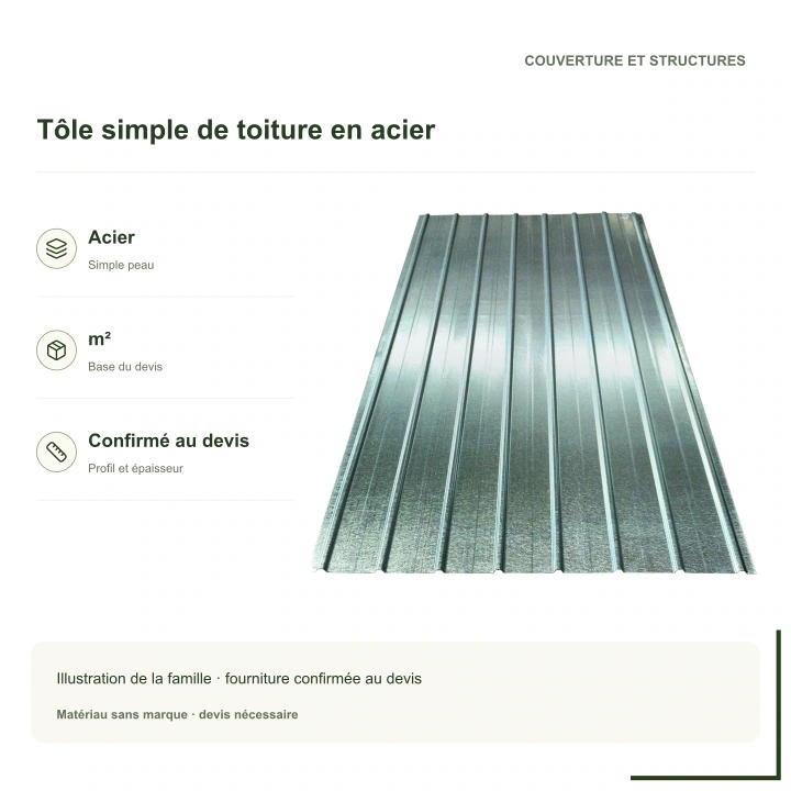 Tôle simple de toiture en acier