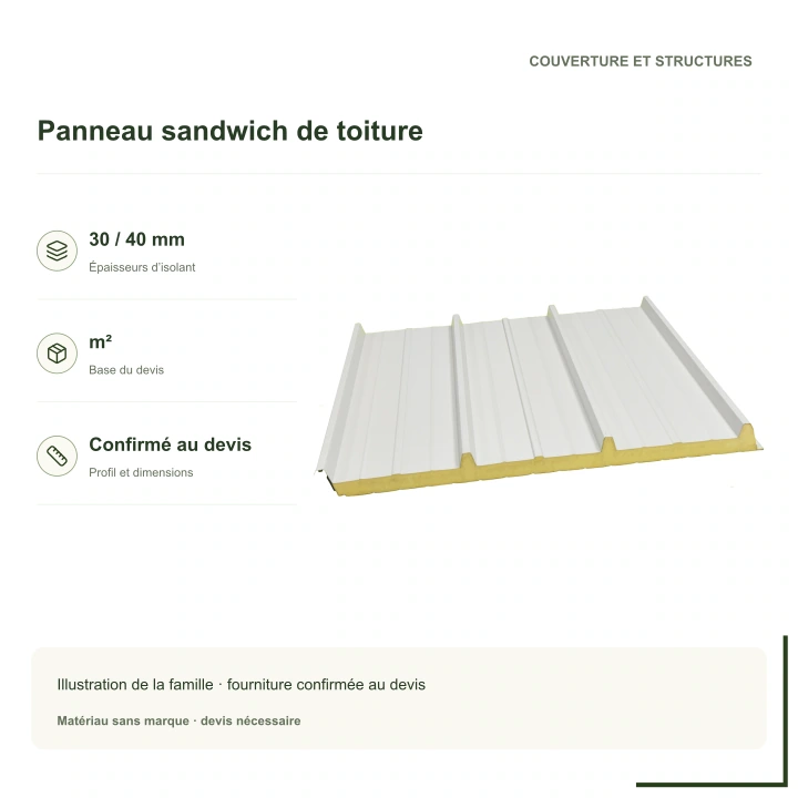 Panneau sandwich de toiture · 30 mm