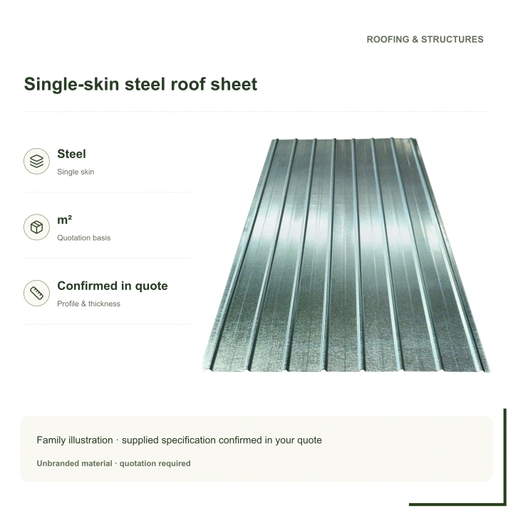 Single-skin steel roofing sheet