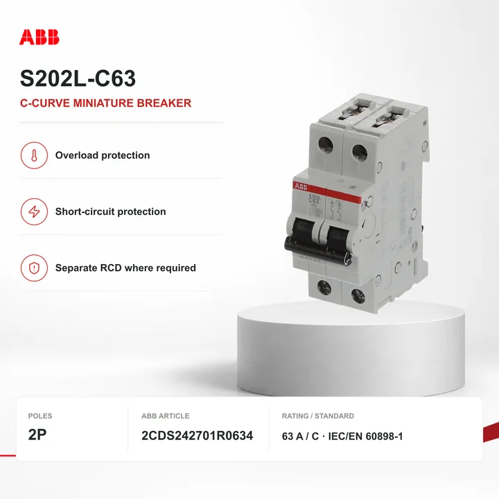 ABB S202L-C63 2P C-curve breaker