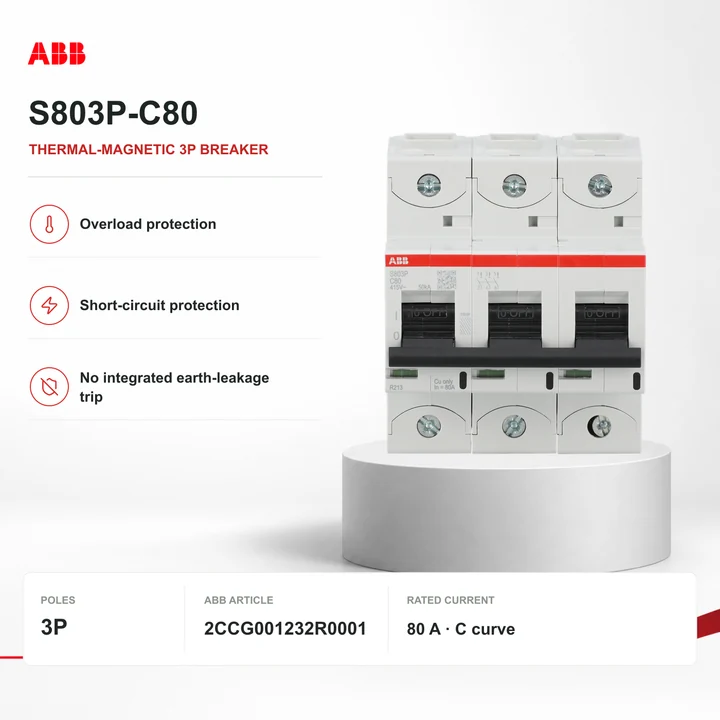 ABB S803P-C80 · thermal-magnetic 3P breaker