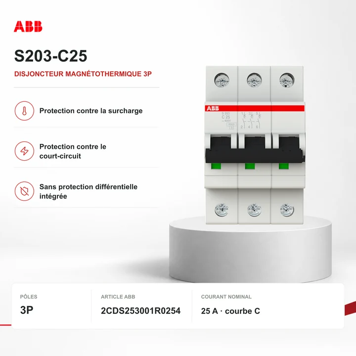 ABB S203-C25 · disjoncteur 3P magnétothermique