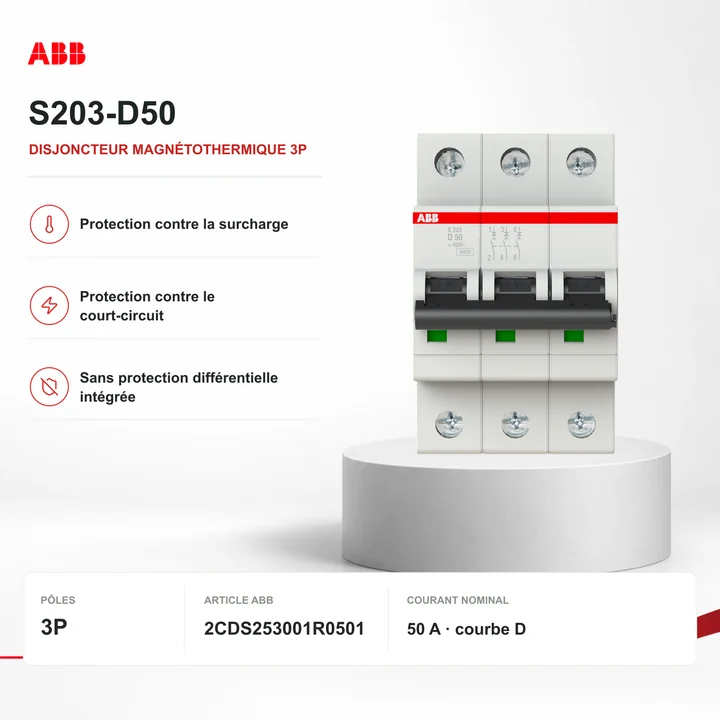 ABB S203-D50 · disjoncteur 3P magnétothermique