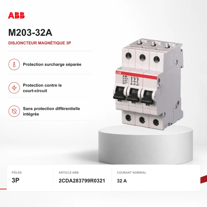 ABB M203-32A · disjoncteur 3P magnétique seul