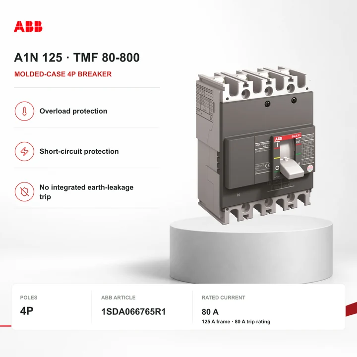 ABB A1N 125 TMF 80-800 4p F F · 80 A · 4P molded-case breaker