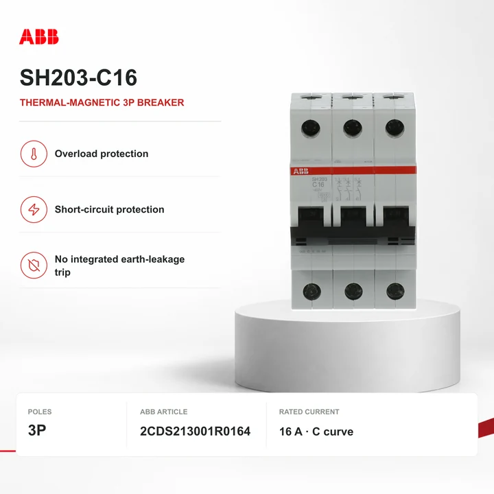 ABB SH203-C16 · thermal-magnetic 3P breaker