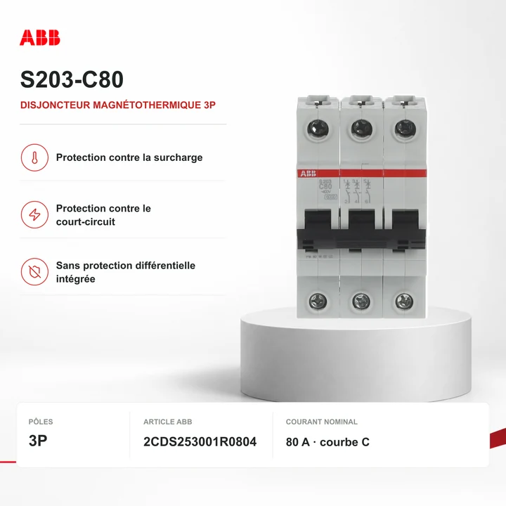 ABB S203-C80 · disjoncteur 3P magnétothermique