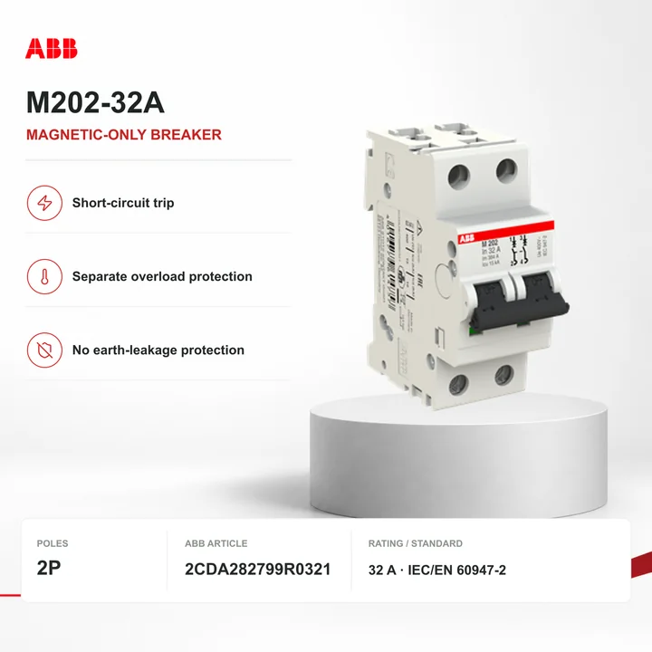 ABB M202-32A 2P magnetic-only breaker