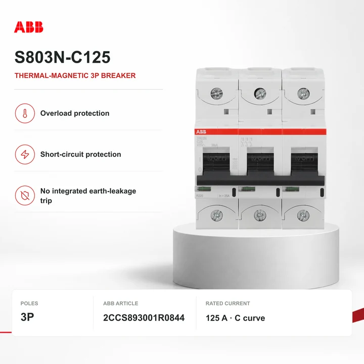 ABB S803N-C125 · thermal-magnetic 3P breaker