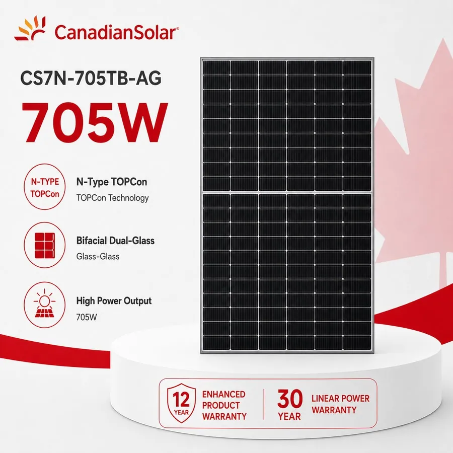 Canadian Solar TOPBiHiKu7 705 W N-Type TOPCon Bifacial Module