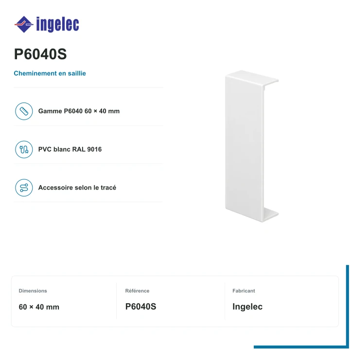 Ingelec embout de finition pour plinthe 60 × 40 mm