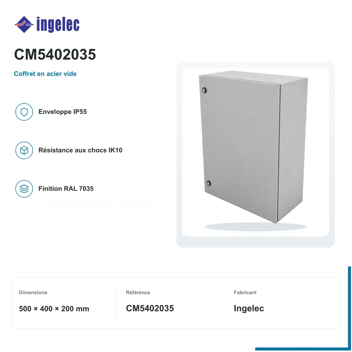 Coffret métallique vide Ingelec Metalbox IP55 · 500 × 400 × 200 mm
