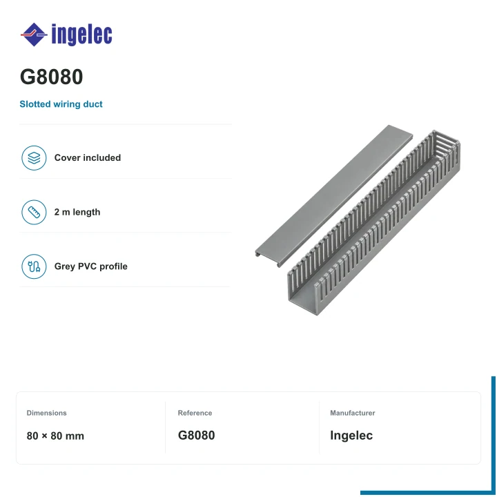 Ingelec slotted wiring duct with cover · 80 × 80 mm
