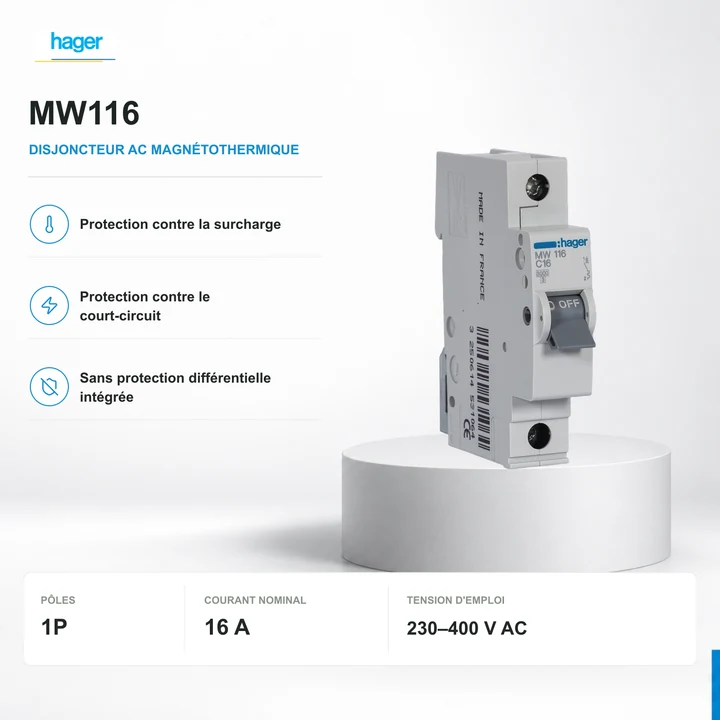 Hager MW116 · 1P · 16 A