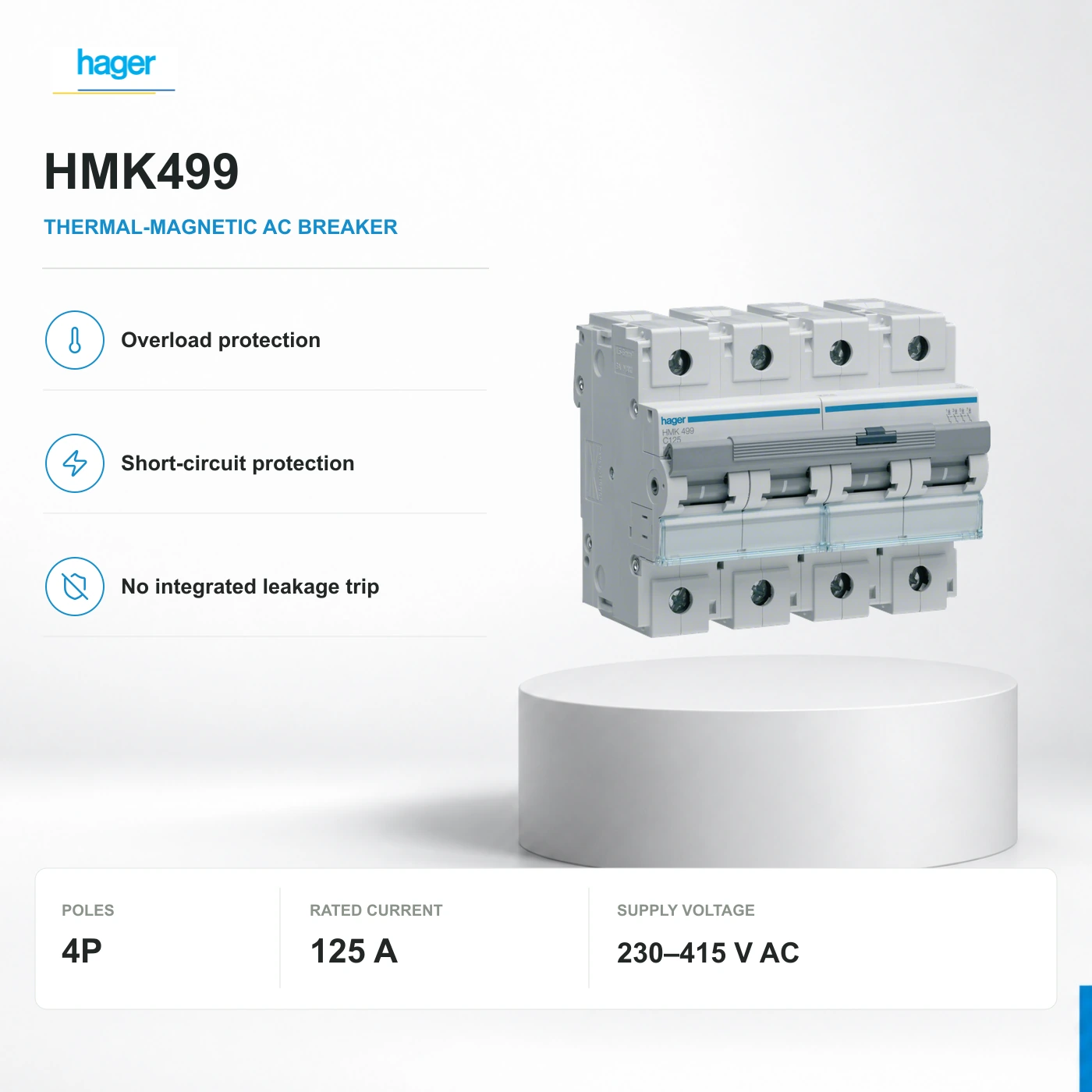 HMK499: official Hager hardware view, with original manufacturer markings unchanged.