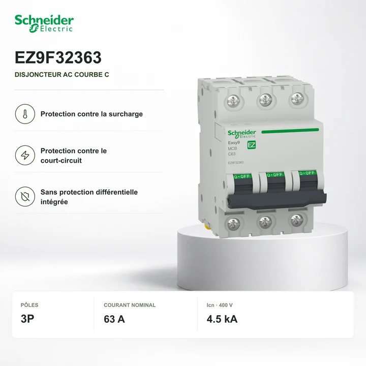 Schneider EZ9F32363 · disjoncteur 3P courbe C
