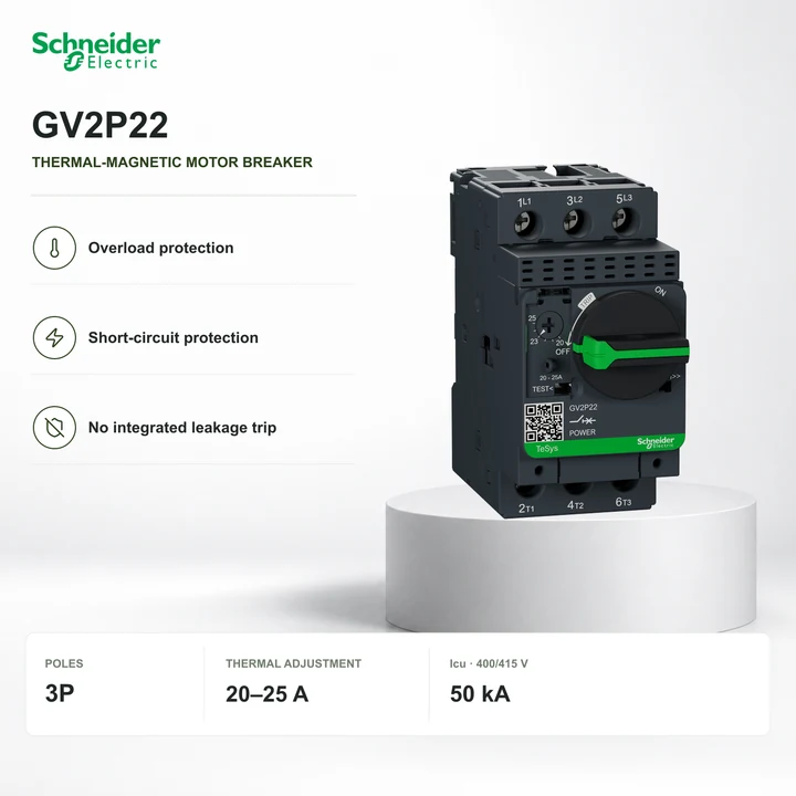 Schneider GV2P22 · motor breaker