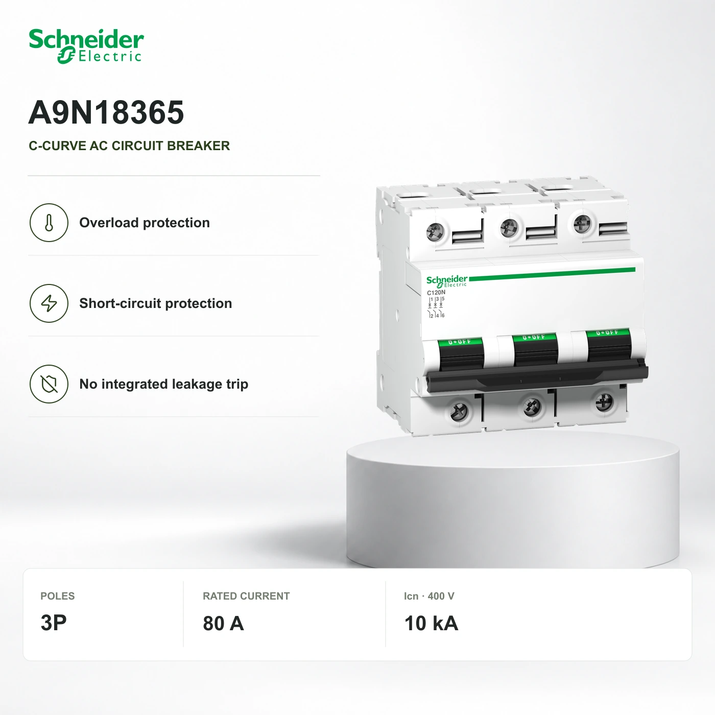 Schneider A9N18365 · 3P C-curve breaker