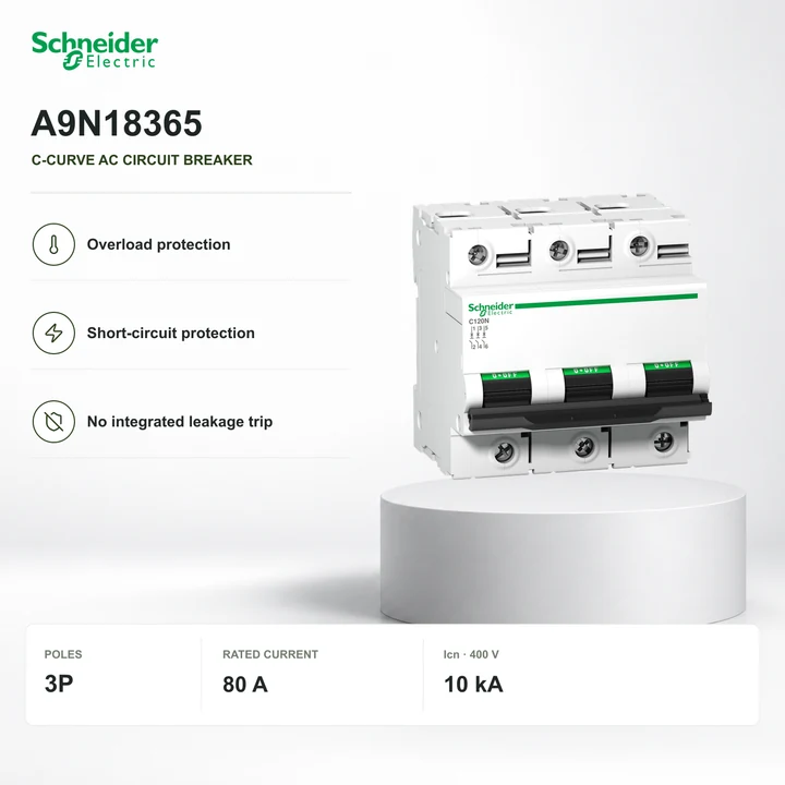 Schneider A9N18365 · 3P C-curve breaker