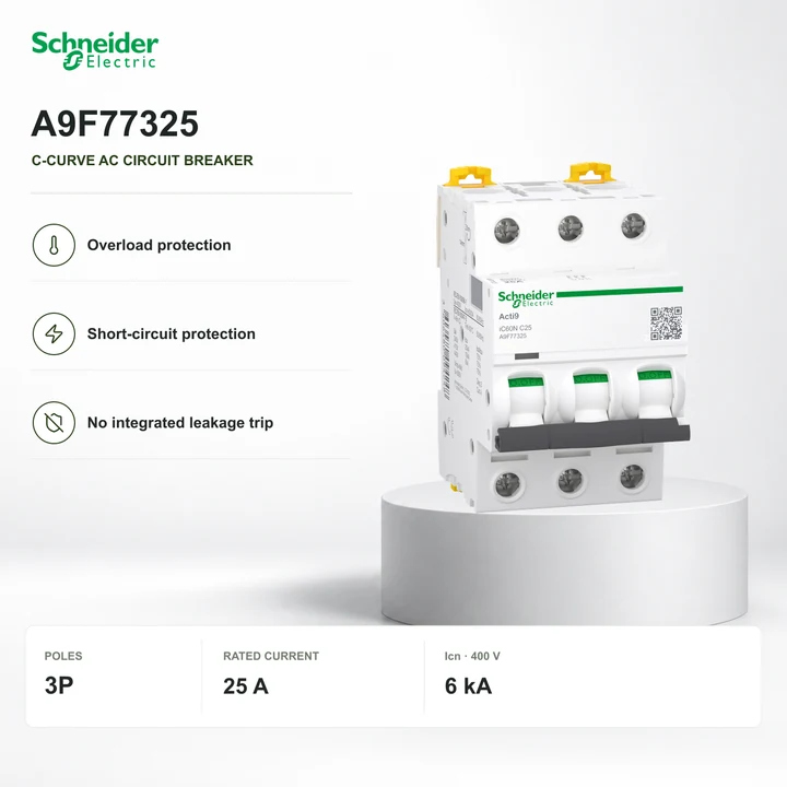 Schneider A9F77325 · 3P C-curve breaker