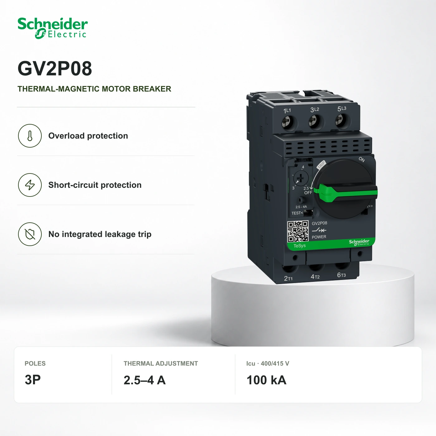 Schneider GV2P08 · motor breaker