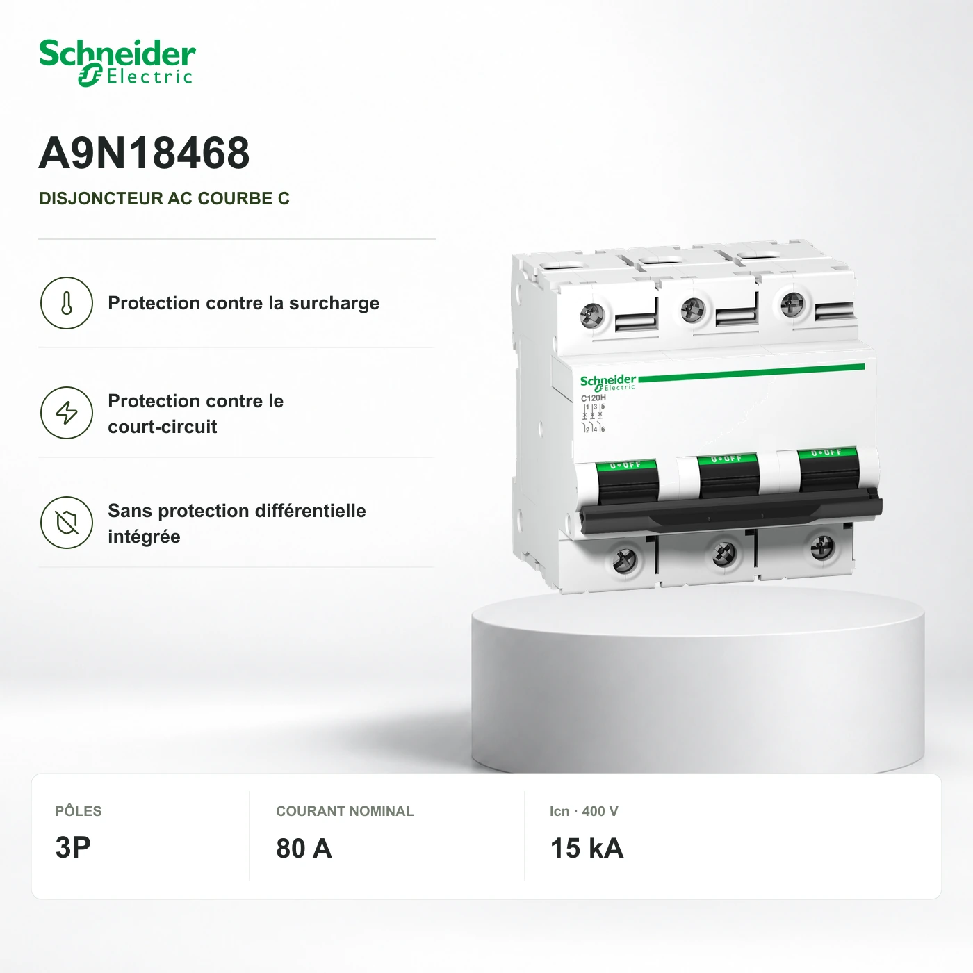 Schneider A9N18468 · disjoncteur 3P courbe C
