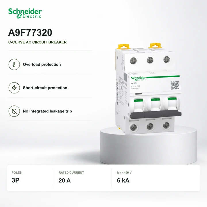 Schneider A9F77320 · 3P C-curve breaker