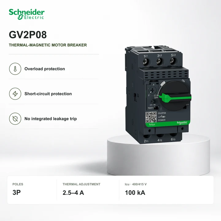 Schneider GV2P08 · motor breaker