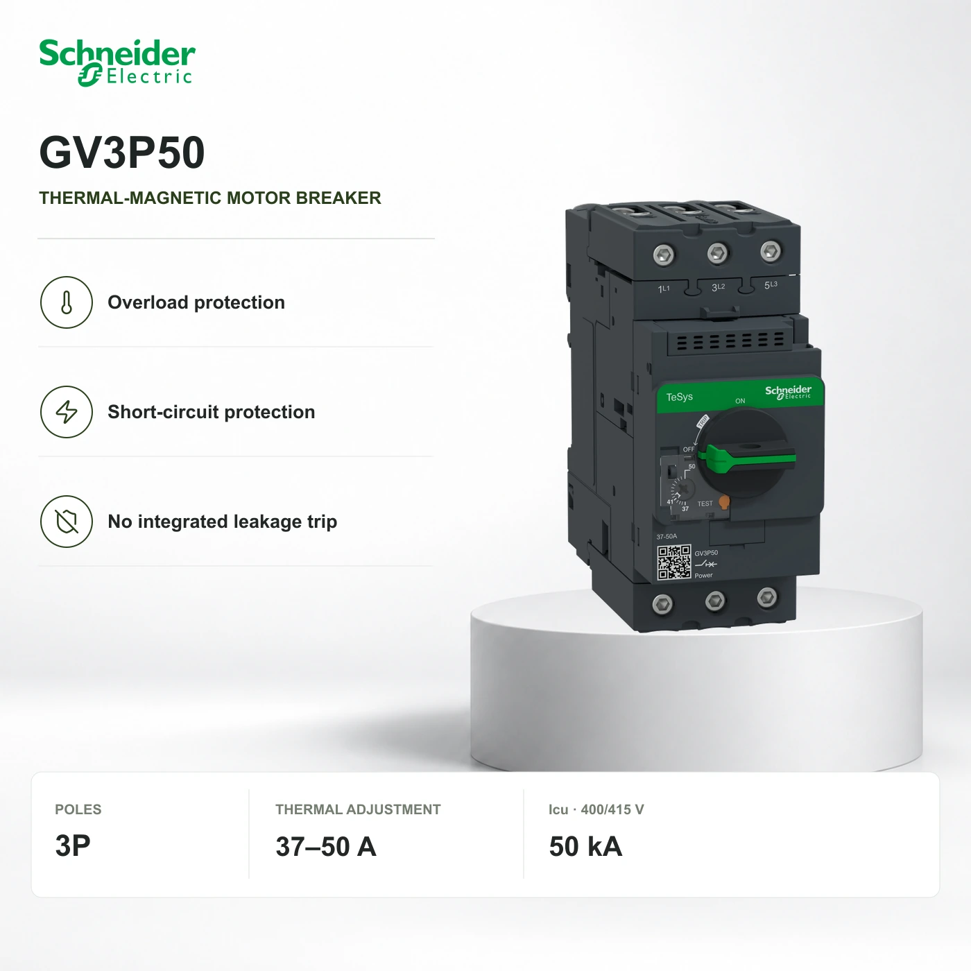Schneider GV3P50 · motor breaker