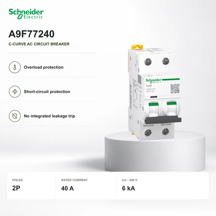 Schneider A9F77240 · 2P C-curve breaker