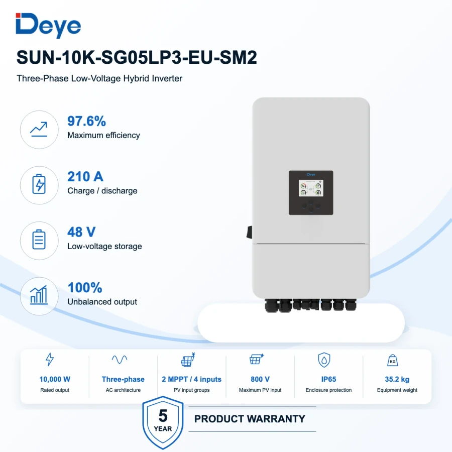 Deye SUN 10 kW Three-Phase Low-Voltage Hybrid Inverter