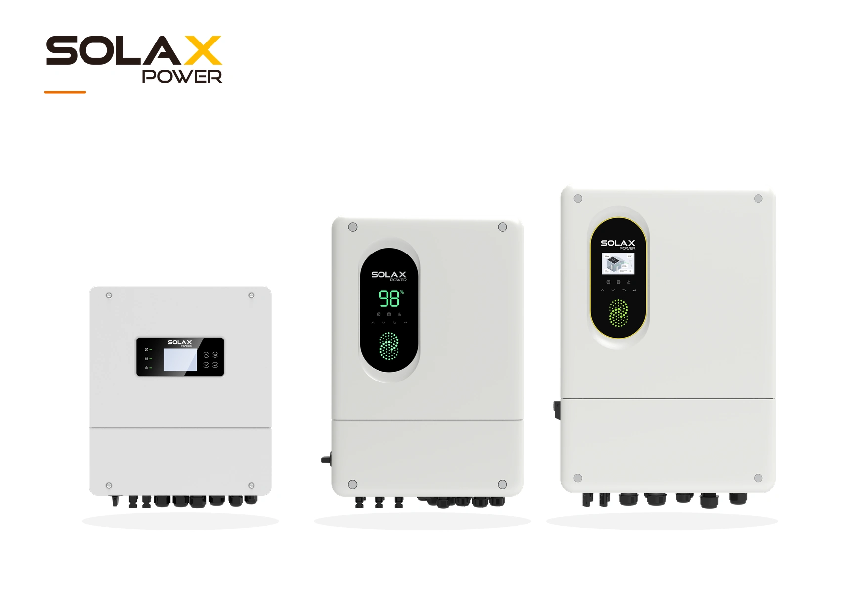 Authenticated SolaX single-phase X1-HYB-LV and X1-Lite-LV beside a three-phase X3-NEO-LV inverter