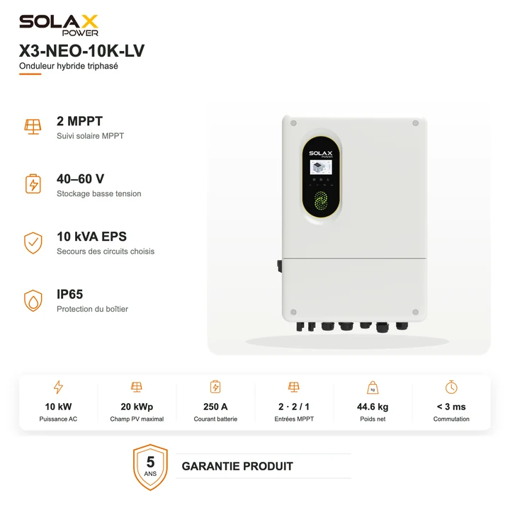 Onduleur hybride SolaX 10 kW triphasé