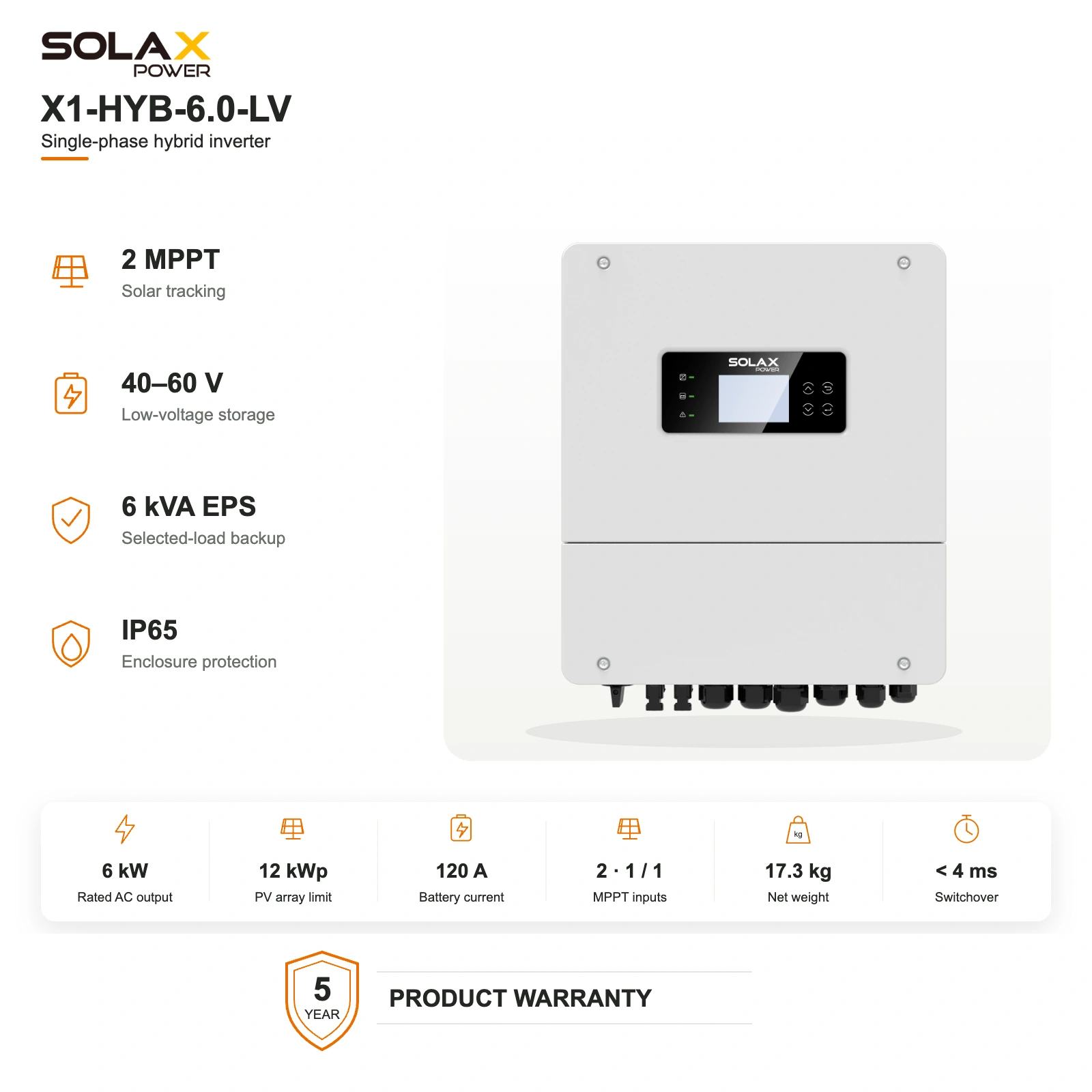 SolaX X1-HYB-6.0-LV front product presentation