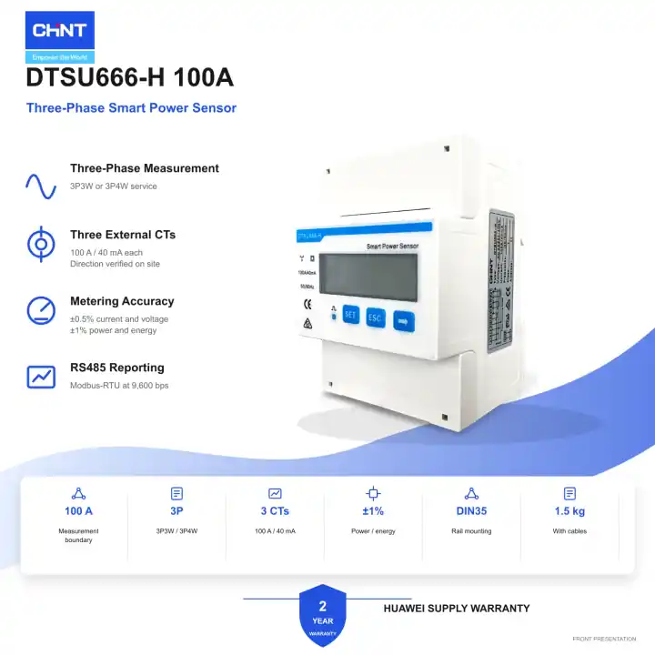 CHINT DTSU666-H 100 A Three-Phase Smart Power Sensor